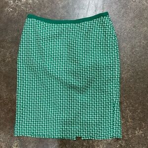 Talbots Green and White Pencil Skirt